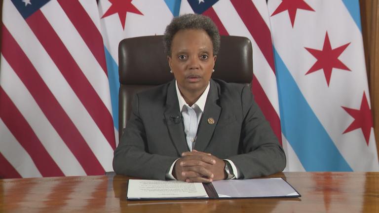 Mayor Lori Lightfoot addresses the city of Chicago in a televised address on Thursday, March 19, 2020. (WTTW News) Mayor Lori Lightfoot addresses the city of Chicago in a televised address on Thursday, March 19, 2020. (WTTW News)