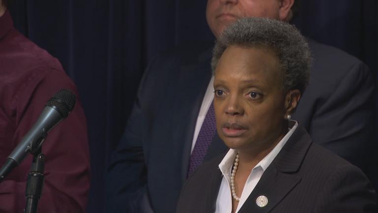 Chicago Mayor Lori Lightfoot discusses new measures to combat the spread of the coronavirus on Thursday, March 12, 2020. (WTTW News) Chicago Mayor Lori Lightfoot discusses new measures to combat the spread of the coronavirus on Thursday, March 12, 2020. (WTTW News)