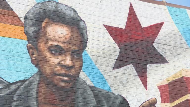 Mayor Lori Lightfoot is featured in a mural created by Chicago artist Rahmaan Statik. (WTTW News)