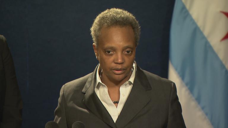 Chicago Mayor Lori Lightfoot speaks about the ongoing teachers strike on Tuesday, Oct. 29, 2019, the ninth day of the work stoppage. (WTTW News)