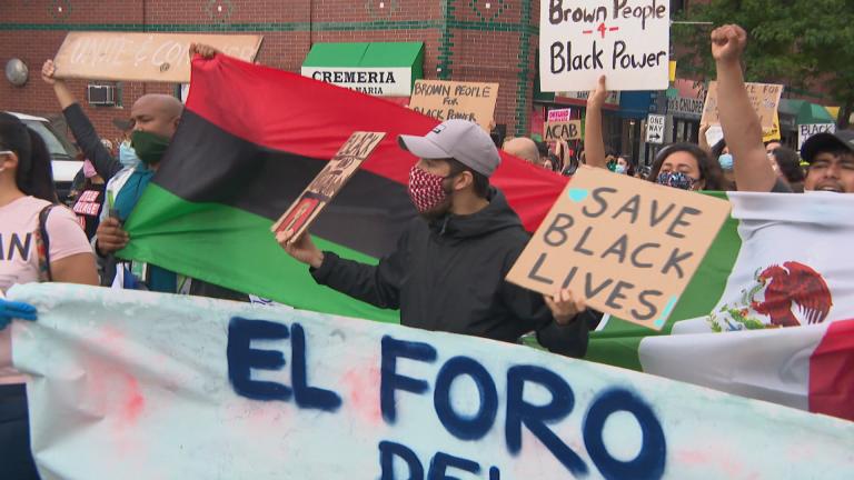 A solidarity march in Little Village on Wednesday, June 3, 2020. (WTTW News)