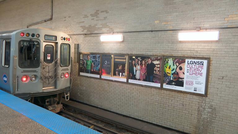 Now through June 27, the Logan Square Blue Line station platform is a subterranean gallery featuring a selection of photographs from “The Logan Square Book — Gentrification and Preservation in a Chicago Neighborhood.” (WTTW News)