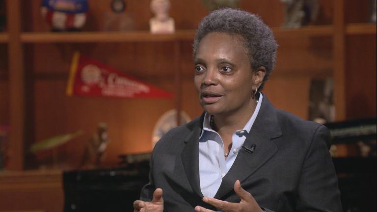 In this May 14, 2018 file photo, Lori Lightfoot talks about bid for Chicago mayor on “Chicago Tonight.” One year later, Lightfoot is preparing for her May 20, 2019 inauguration as Chicago mayor.
