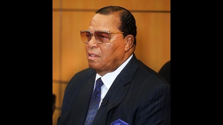 Louis Farrakhan appears during a 2016 press conference in Tehran, Iran. (Wikimedia Commons)