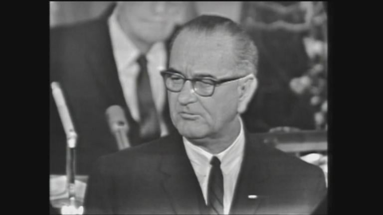 President Lyndon B. Johnson delivers the State of the Union on Jan. 8, 1964. 