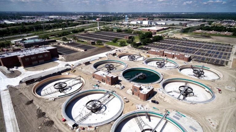 MWRD says that new primary settling tanks at its Stickney Water Reclamation Plant are lowering its carbon footprint by trapping methane emissions and generating energy that can be returned to the plant. (Courtesy Metropolitan Water Reclamation District of Greater Chicago) 