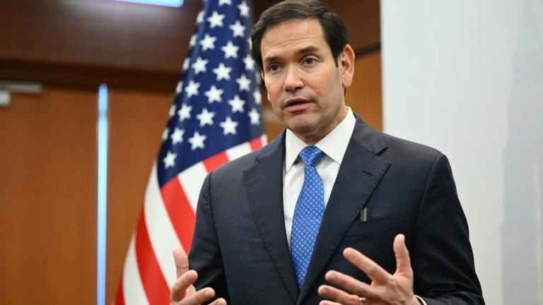 U.S. Secretary of State Marco Rubio gives a media briefing during the ASEAN Foreign Ministers' Meeting at the Convention Centre in Kuala Lumpur Friday, July 11, 2025. (Mandel Ngan / Pool Photo via AP)