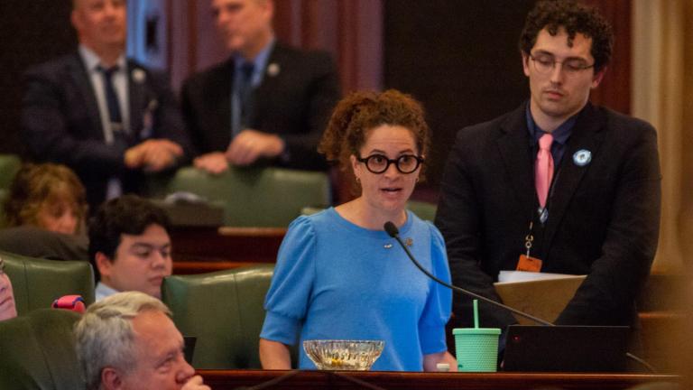 Rep. Mary Beth Canty, D-Arlington Heights, is pictured during House floor debate.  (Jerry Nowicki / Capitol News Illinois)