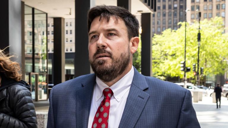 FILE -Richard Globensky, of Georgia, walks out of the Dirksen Federal Courthouse after pleading guilty to transporting stolen golf merchandise and memorabilia from the Augusta National Golf Club, Wednesday, May 15, 2024. (Ashlee Rezin / Chicago Sun-Times via AP, File)