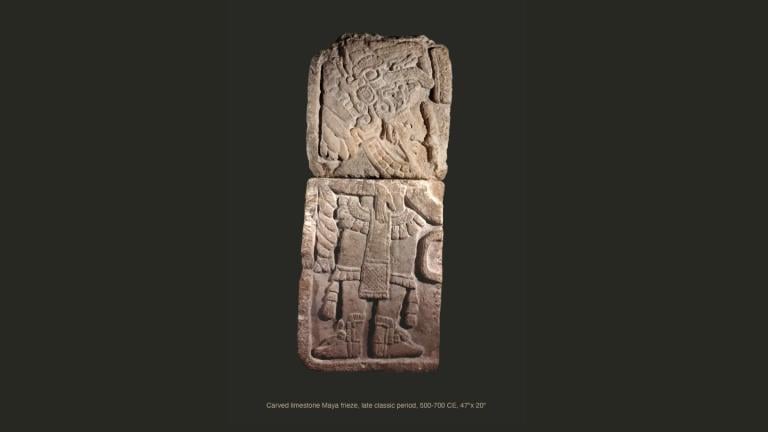The limestone frieze is estimated to be from between 500 to 900 C.E., overlapping with the Classic Period of the Mayan civilization in Mexico. The National Museum of Mexican Art is working in collaboration with the Mexican National Institute of Anthropology and History to facilitate the repatriation. (Courtesy of National Museum of Mexican Art)