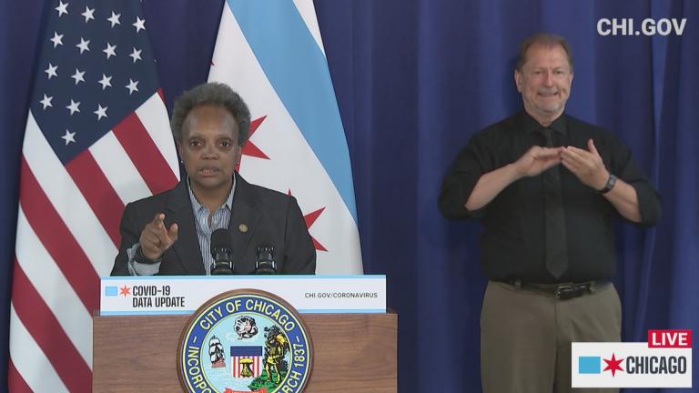 Mayor Lori Lightfoot provides an update on COVID-19 in Chicago on Wednesday, July 15, 2020. (WTTW News via chi.gov)