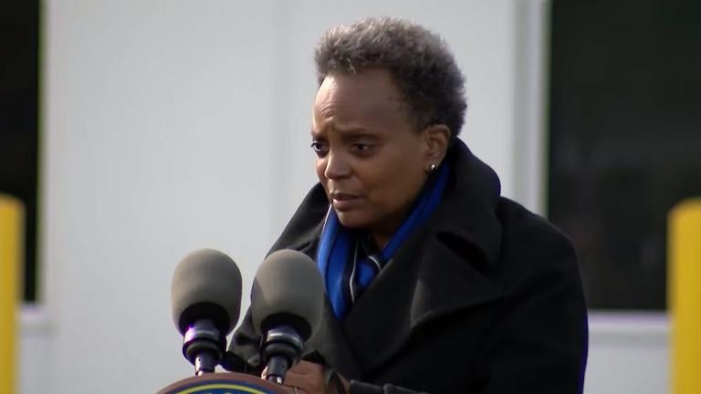 Mayor Lori Lightfoot speaks in Pullman on Wednesday, Oct. 28, 2020. (WTTW News) Mayor Lori Lightfoot speaks in Pullman on Wednesday, Oct. 28, 2020. (WTTW News)
