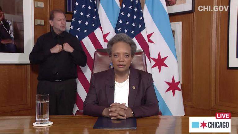 A screenshot from Mayor Lori Lightfoot’s “State of the City” address on Tuesday, June 2, 2020. (Chicago Mayor’s Office / Facebook) A screenshot from Mayor Lori Lightfoot’s “State of the City” address on Tuesday, June 2, 2020. (Chicago Mayor’s Office / Facebook)