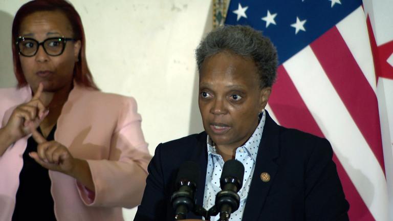 Mayor Lori Lightfoot talks about the murder of Ella French at an unrelated news conference on Wednesday, Aug. 11, 2021. (WTTW News)