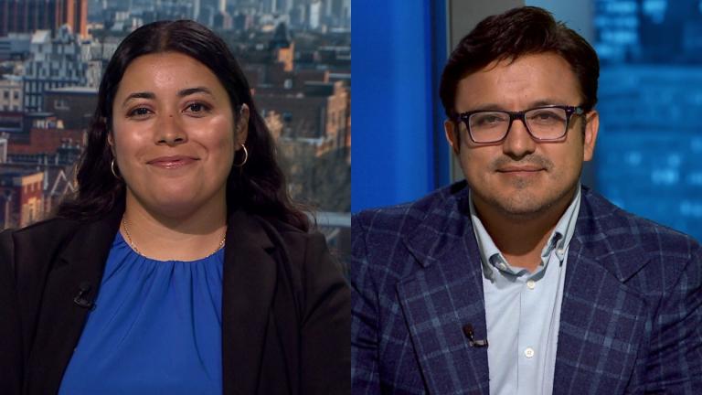 Mayra Macías and Ald. Byron Sigcho-Lopez (25th Ward) appear on “Chicago Tonight” on July 22, 2026. (WTTW News)
