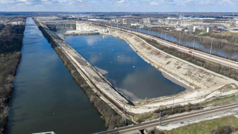 An image of the McCook Reservoir. (Courtesy of MWRD)