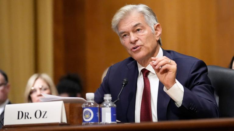 FILE - Dr. Mehmet Oz, President Donald Trump's pick to lead the Centers for Medicare and Medicaid Services, testifies at his confirmation hearing before the Senate Finance Committee on Capitol Hill in Washington, March 14, 2025. (AP Photo / Ben Curtis, File)