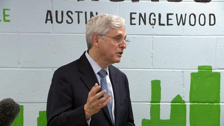 U.S. Attorney General Merrick Garland toured Chicago Thursday visiting a local police precinct and church and meeting with Mayor Lori Lightfoot and Police Superintendent David Brown, July 22, 2021. (WTTW News) 