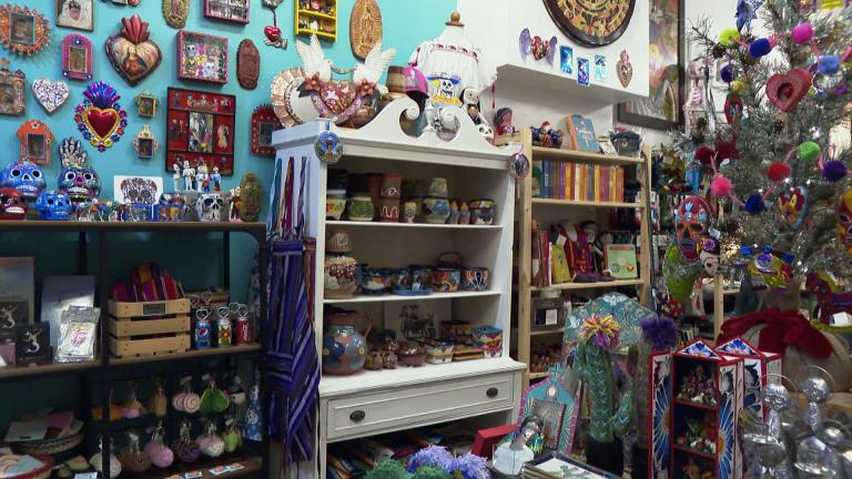 The Mestiza Shop on 18th Street offers wares made by local artists as well as imported goods. The items range from the traditional to the quirky – but all with a distinctively Latina accent. (WTTW News)