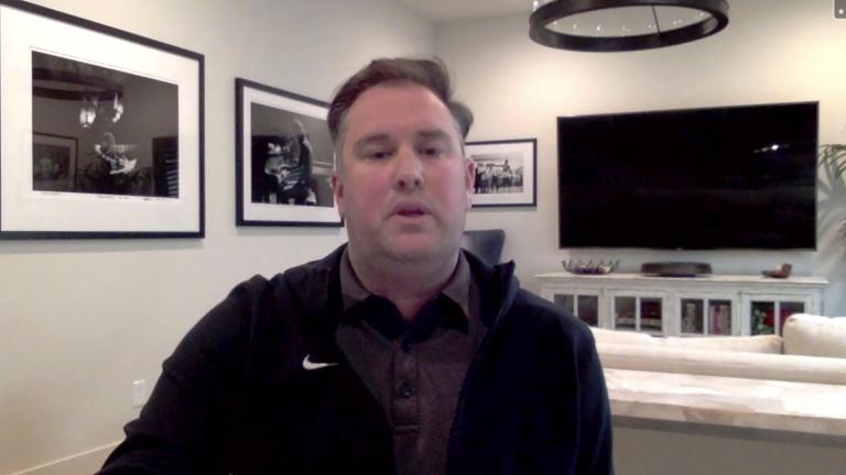 This screen grab from a Zoom call shows New York Mets general manager Jared Porter Monday, Dec. 14, 2020. (Zoom via AP, File)