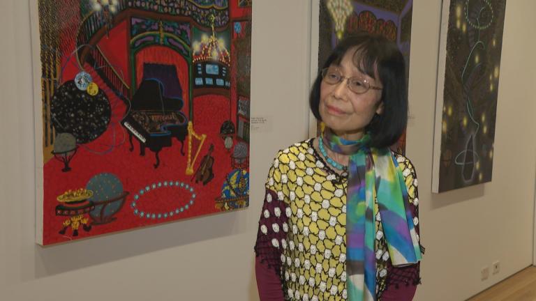 Chicago-based painter Michiko Itatani is pictured at Wrightwood 659. (WTTW News)