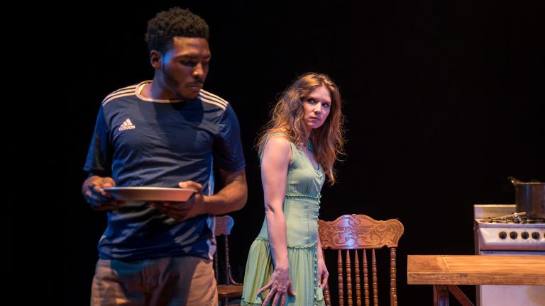 Jalen Gilbert and Heather Chrisler in “Mies Julie” at Victory Gardens Theater. (Photo credit: Liz Lauren)