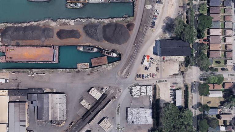 An overhead photo of S.H. Bell's Chicago facility appears to show rust-colored stains from manganese handled by the company. (Google Maps)