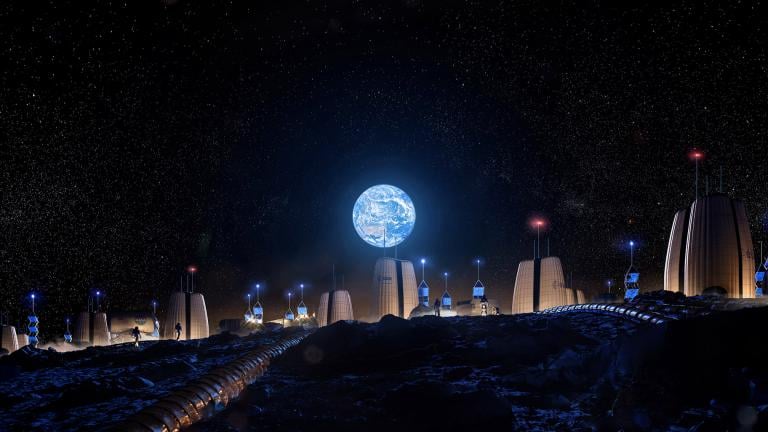 A vision of what a permanent human presence on the moon could look like. (Credit: SOM / Slashcube GmbH)