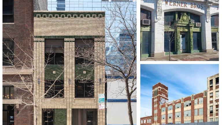 The Warehouse (l), Werner Brothers Storage Building and Continental Can Company Building are all the 2023 list of Preservation Chicago's Most Endangered buildings. (Credits: Serhii Chrucky, Ward Miller, Serhii Chrucky / Preservation Chicago)