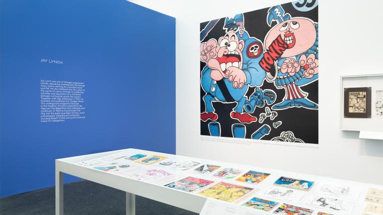 Installation view, Chicago Comics: 1960s to Now is on exhibition June 19 – Oct. 3, 2021. (Credit Nathan Keay /  MCA Chicago)