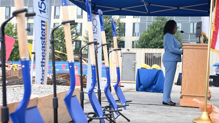 Groundbreaking ceremony for Northeastern Illinois University’s new building that will be home to the Daniel L. Goodwin College of Education on Aug. 18, 2025. (Courtesy of NEIU)