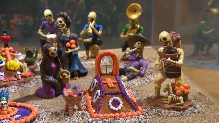“Día de Muertos: A Celebration of Remembrance” is on display at the National Museum of Mexican Art through Dec. 14, 2025. (WTTW News)