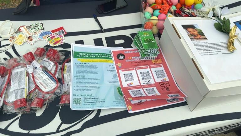 Rafiah Maxie-Cole, a licensed social worker, greets residents across different neighborhoods as she hands out gunlocks and mental health resources. (Medill)