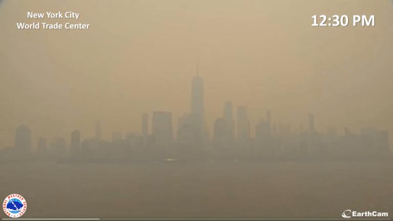 New York City's skyline, shrouded in smoke on June 7, 2023. (Environmental Protection Agency)