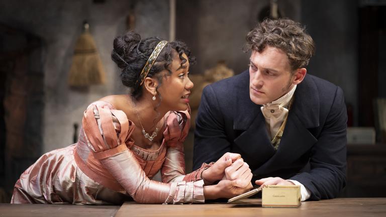 Netta Walker (left) and Luigi Sottile in “The Wickhams: Christmas at Pemberley.” (Photo by Liz Lauren)