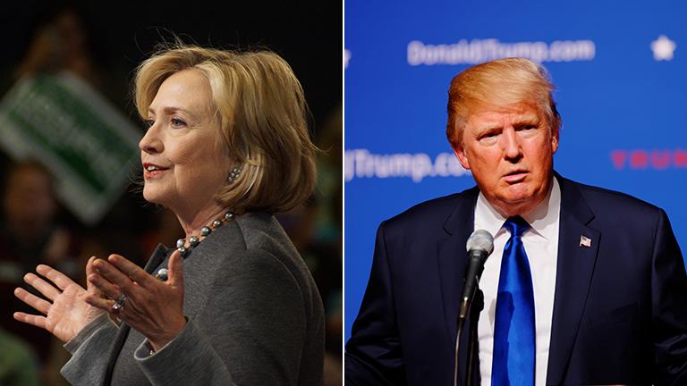 Hillary Clinton and Donald Trump emerged as clear front-runners following Tuesday's primary in New York. (Photos, from left, by Marc Nozell, Michael Vadon / Flickr)