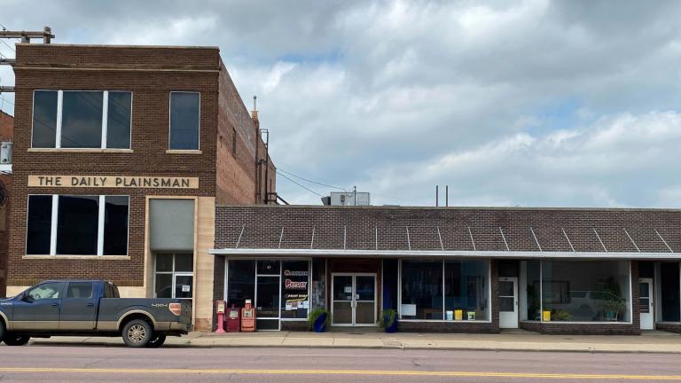 This provided photo shows the office of the Huron Plainsman in Huron, S.D., Thursday, Aug. 7, 2025. (Alaysha Knife via AP)