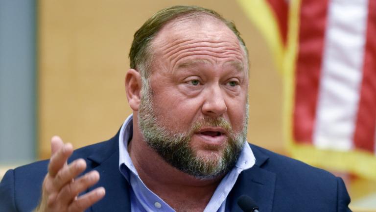 FILE - Conspiracy theorist Alex Jones takes the witness stand to testify at the Sandy Hook defamation damages trial at Connecticut Superior Court in Waterbury, Conn., Sept. 22, 2022. (Tyler Sizemore / Hearst Connecticut Media via AP, Pool, File)