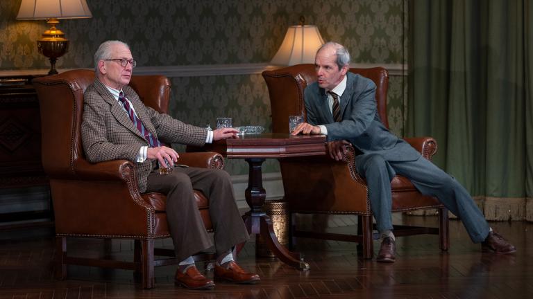 (left to right) Ensemble member Jeff Perry and Mark Ulrich in Steppenwolf Theatre Company’s revival of “No Man’s Land” by Harold Pinter, directed by Les Waters, playing now through Aug. 20, 2023. (Michael Brosilow)