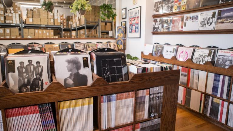 Numero Group Factory Outlet store, 2533 S. Troy Street, in Little Village in 2019. (Leland Meiner / Numero Group)