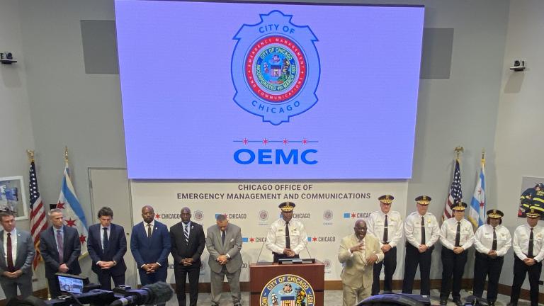 CPD Superintendent Larry Snelling addresses yesterday’s demonstrations and security breach at a DNC public safety briefing on Aug. 20, 2024. (Nick Blumberg / WTTW News)