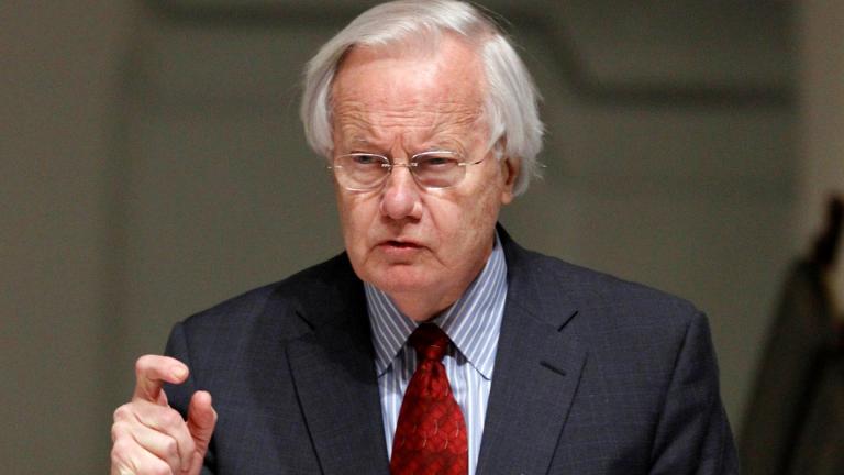 Bill Moyers speaks during the wake for R. Sargent Shriver in Washington on Jan. 21, 2011. (AP Photo / Alex Brandon, File)