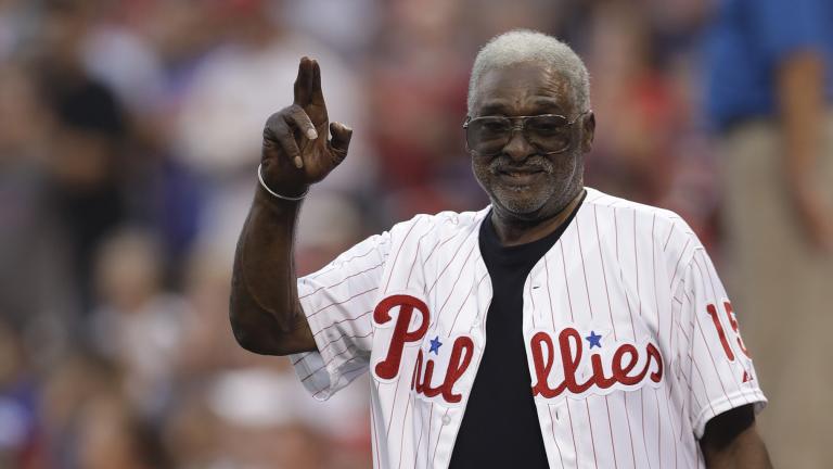Former Philadelphia Phillies’ Dick Allen waves to the crowd before a baseball game against the New York Mets in Philadelphia, in this Saturday, Aug. 12, 2017, file photo. (AP Photo / Matt Slocum, File)