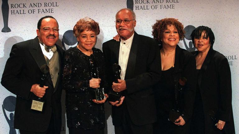 In this March 15, 1999 file photo, The Staple Singers, from left, Pervis, Cleotha, Pops, Mavis, and Yvonne pose at the Rock and Roll Hall of Fame induction ceremony in New York. (AP Photo / Albert Ferreira, File)