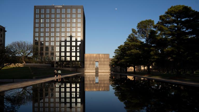 The Oklahoma City National Memorial is seen Wednesday, April 9, 2025 in Oklahoma City. (AP Photo / Nick Oxford)