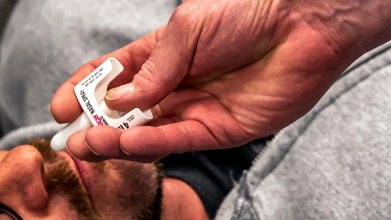 FILE - Attendees practice administering Narcan during an overdose education and Narcan training class at the Onala Recovery Center on the South Shore of Pittsburgh on Monday, Dec. 13, 2021. (Alexandra Wimley / Pittsburgh Post-Gazette via AP, File)