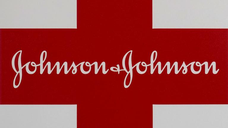 This Feb. 24, 2021 photo shows a Johnson & Johnson logo on the exterior of a first aid kit in Walpole, Mass. (AP Photo / Steven Senne)