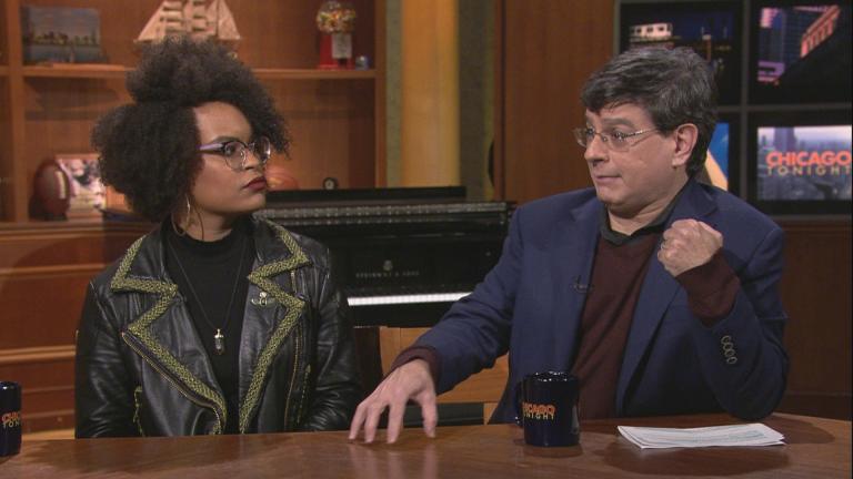 Angelica Jade Bastién and Alejandro Riera appear on “Chicago Tonight” on Feb. 6, 2020. (WTTW News) 