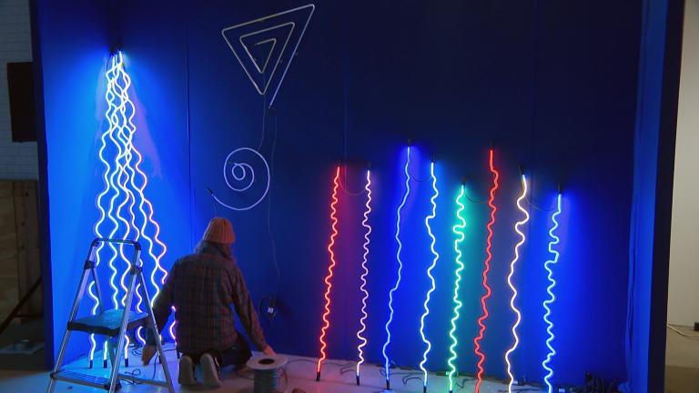 Neon artist Morgan Sims has been manipulating bright lights for more than a decade, and says he hopes to make his passion more mainstream. (WTTW News)