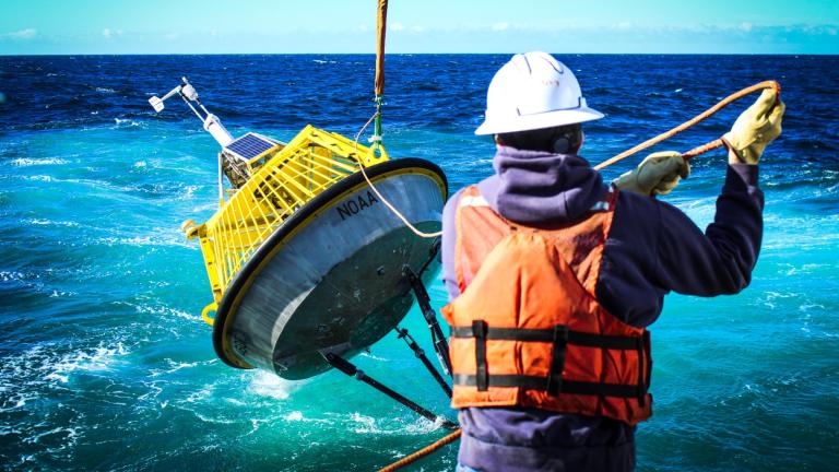 Buoy deployment. (Courtesy of the National Oceanic and Atmospheric Administration)